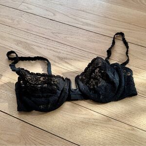 Vintage Warner's Lace Charmers Black Lace Underwire Bra 36C
